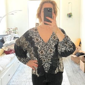 Free people pattered peasant top